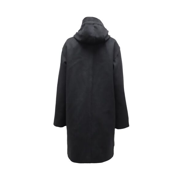 Sandro Paris Hooded Wool Blend Coat Men black Parkas - Picture 3 of 6